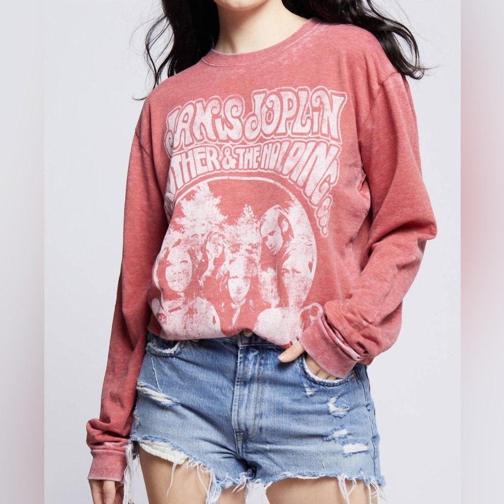 Recycled Karma Janis Joplin Long Sleeve Sweatshirt - size Small - Chili Pepper
